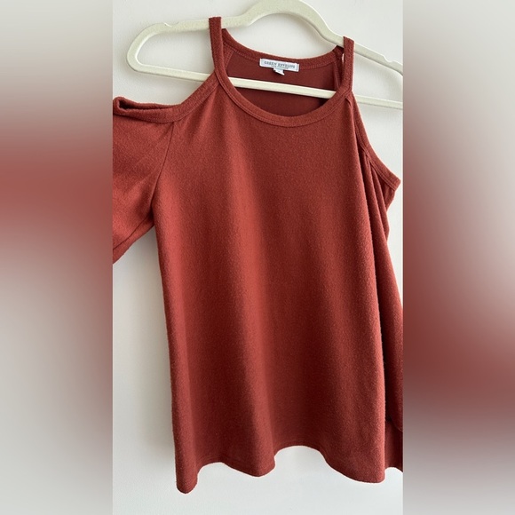 Green Envelope Terracotta/Sienna Orange Cold Shoulder Soft Blouse, Medium - Picture 6 of 14